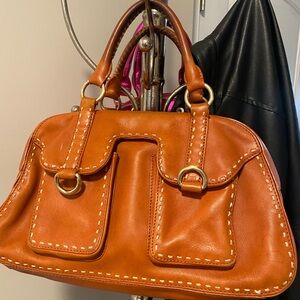 ANTONIO MELANI BURNT IRANGE LEATHER HAND BAG
